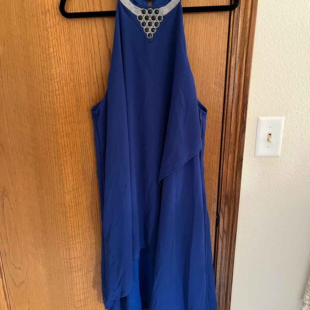 Elegant beaded neckline halter chiffon dress size XL